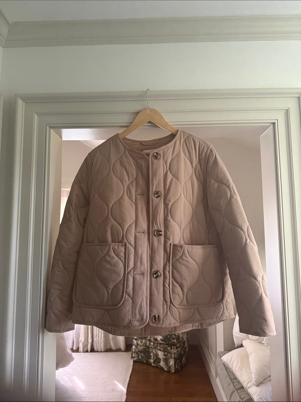 H&M Quilted Light Beige Puffer Jacket